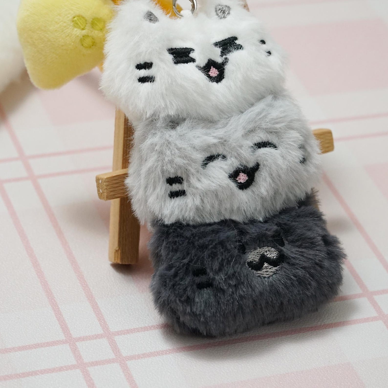 SEVENTEEN Miniteen Jun Plush Keychain Kpop Mascot Charm Stacked Cat Fuzzy Fruit Fanmade Gift detail image 4
