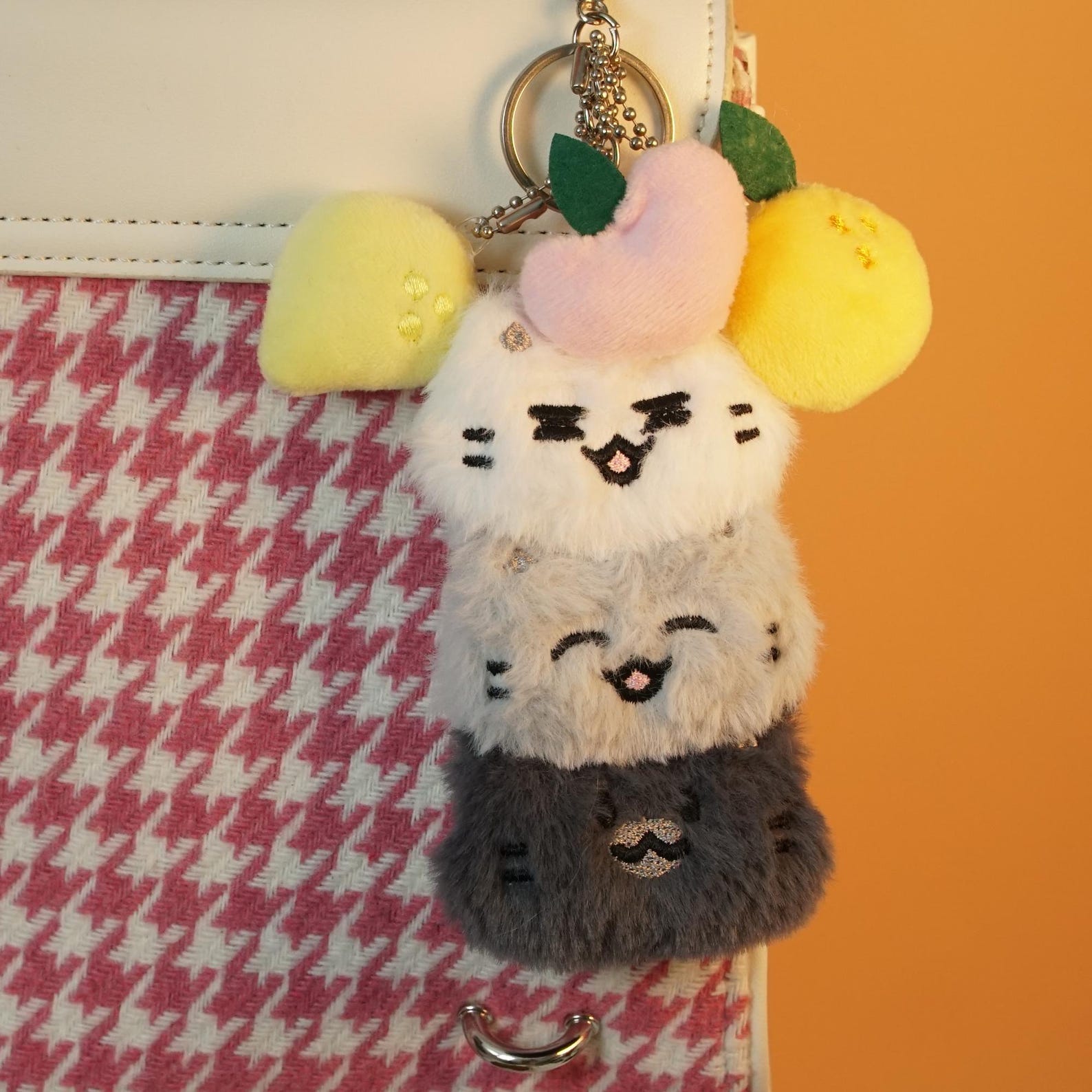 SEVENTEEN Miniteen Jun Plush Keychain Kpop Mascot Charm Stacked Cat Fuzzy Fruit Fanmade Gift