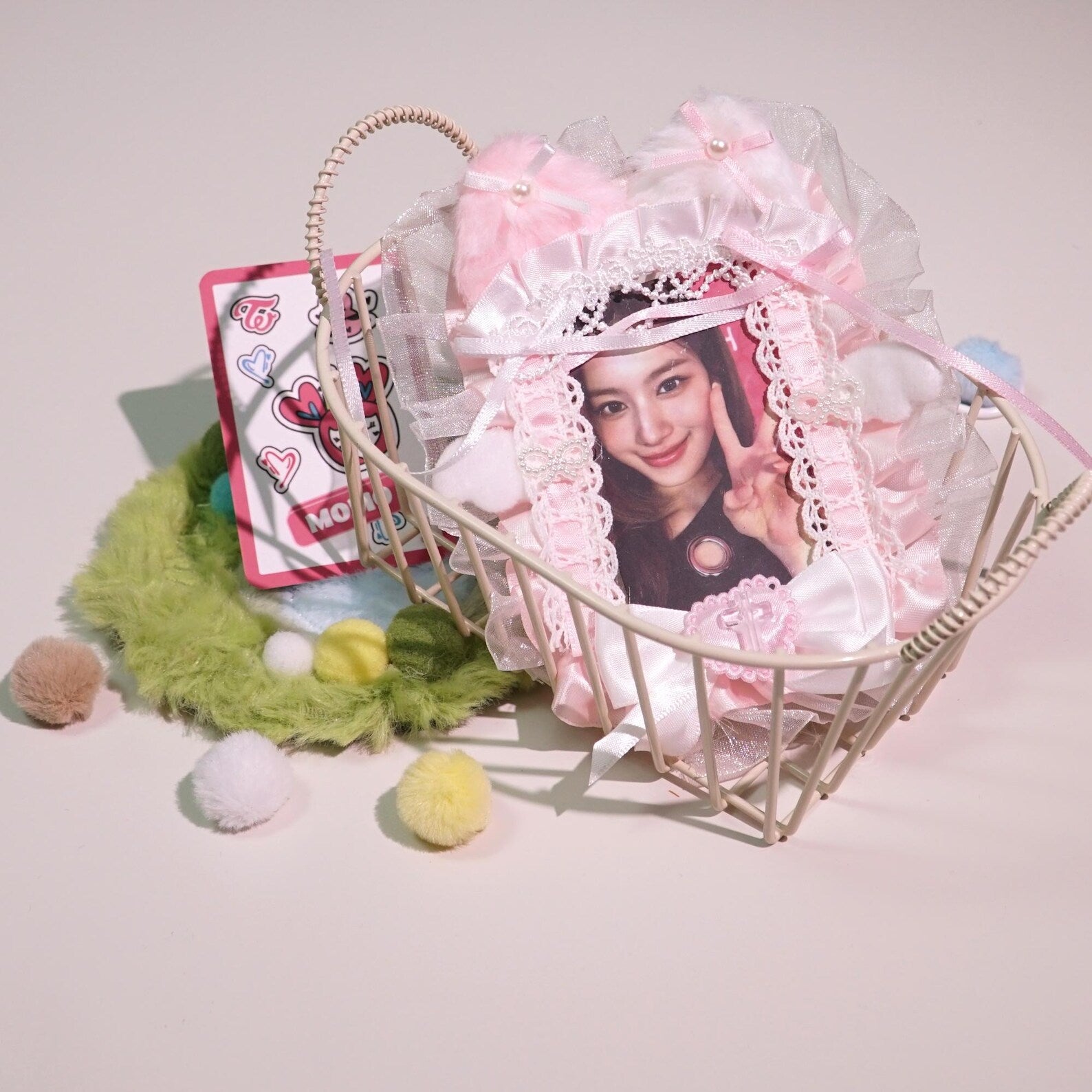 TWICE Japan Tour Photocard Set Kpop Fanmade OT9 Photo Cards with Pink Lace Plush Card Holder ONCE Gift detail image 3