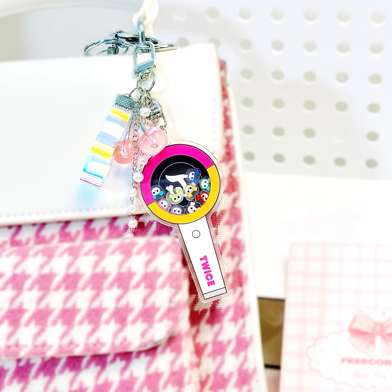 TWICE Lovely Mascot Shaker Keychain Acrylic Spinning Microphone Bag Charm Fanmade ONCE Kpop Gift detail image 4