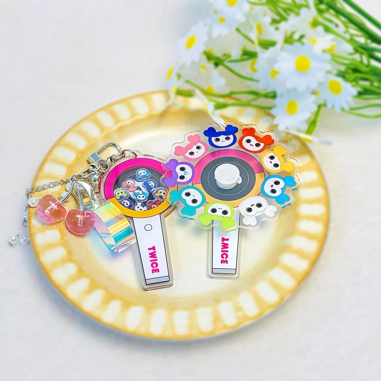 TWICE Lovely Mascot Shaker Keychain Acrylic Spinning Microphone Bag Charm Fanmade ONCE Kpop Gift detail image 6