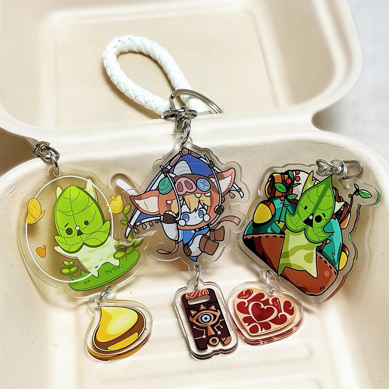 The Legend of Zelda Acrylic Keychain Set Fanmade Korok Link Master Sword Sheikah Slate Dragon Tear Zonai Double Charm Bag Gift detail image 2