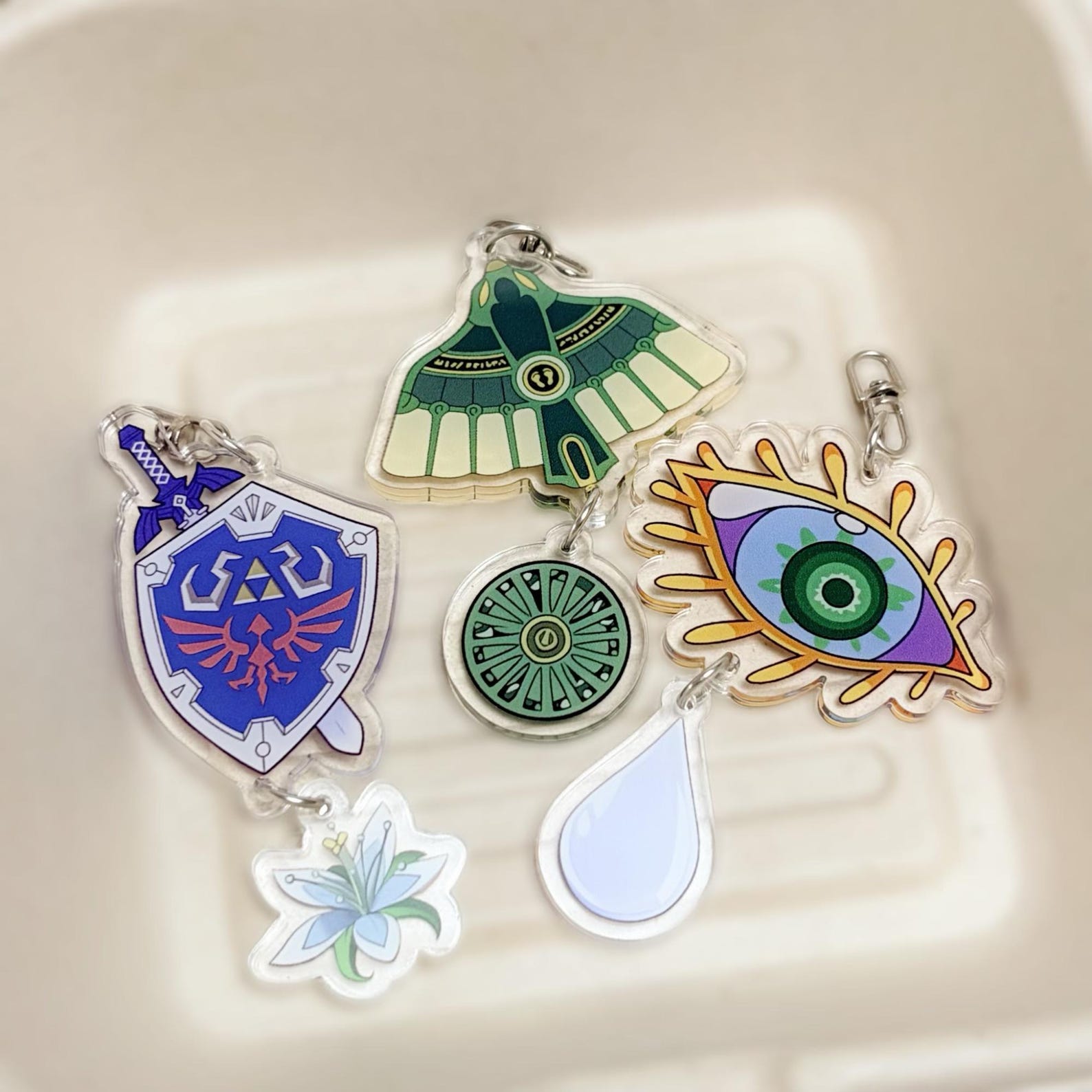 The Legend of Zelda Acrylic Keychain Set Fanmade Korok Link Master Sword Sheikah Slate Dragon Tear Zonai Double Charm Bag Gift detail image 3