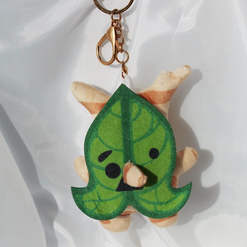 The Legend of Zelda Korok Squishy Plush Keychain YAHAHA Interchangeable Leaf Faces Handmade Fanmade Zelda Gift detail image 3