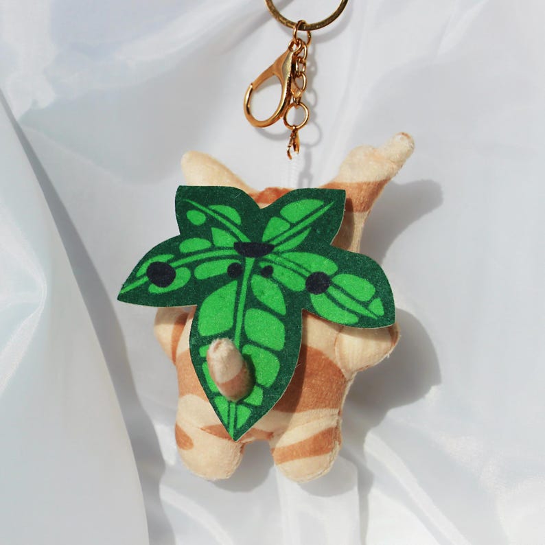 The Legend of Zelda Korok Squishy Plush Keychain YAHAHA Interchangeable Leaf Faces Handmade Fanmade Zelda Gift detail image 1