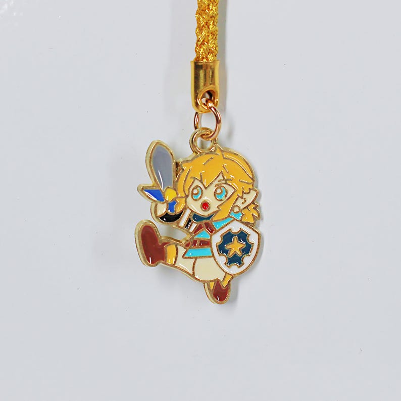 The Legend of Zelda Metal Keychain Set Link & Zelda Cute Cartoon Gold Charm Fanmade Gift Accessory detail image 3
