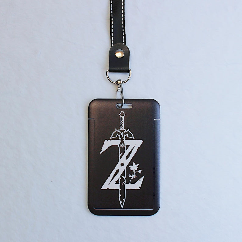 The Legend of Zelda Sheikah Slate ID Card Holder with Lanyard Breath of the Wild Fanmade Badge Sleeve Accessory