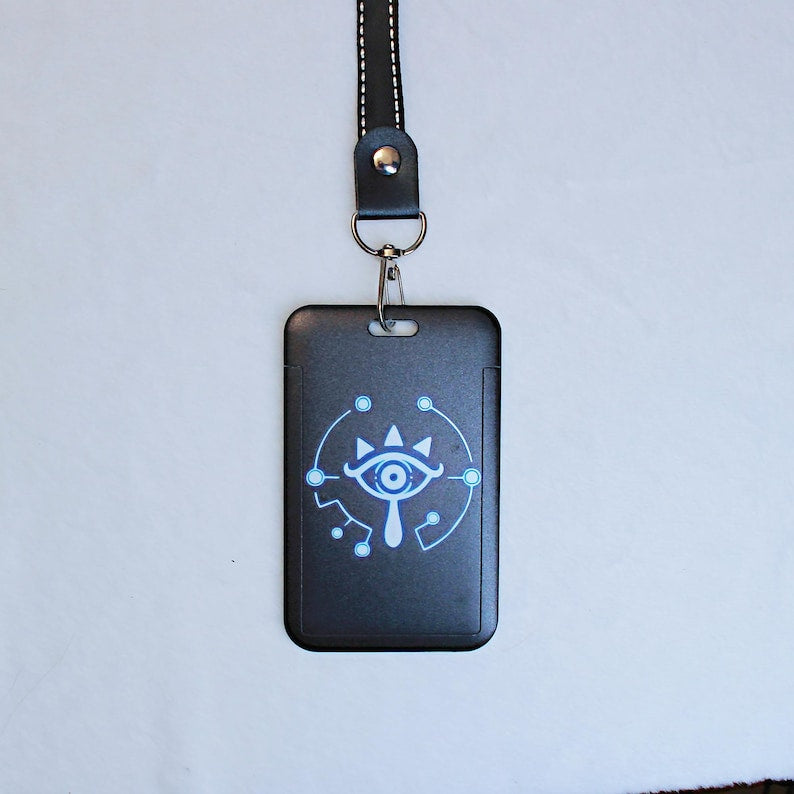 The Legend of Zelda Sheikah Slate ID Card Holder with Lanyard Breath of the Wild Fanmade Badge Sleeve Accessory