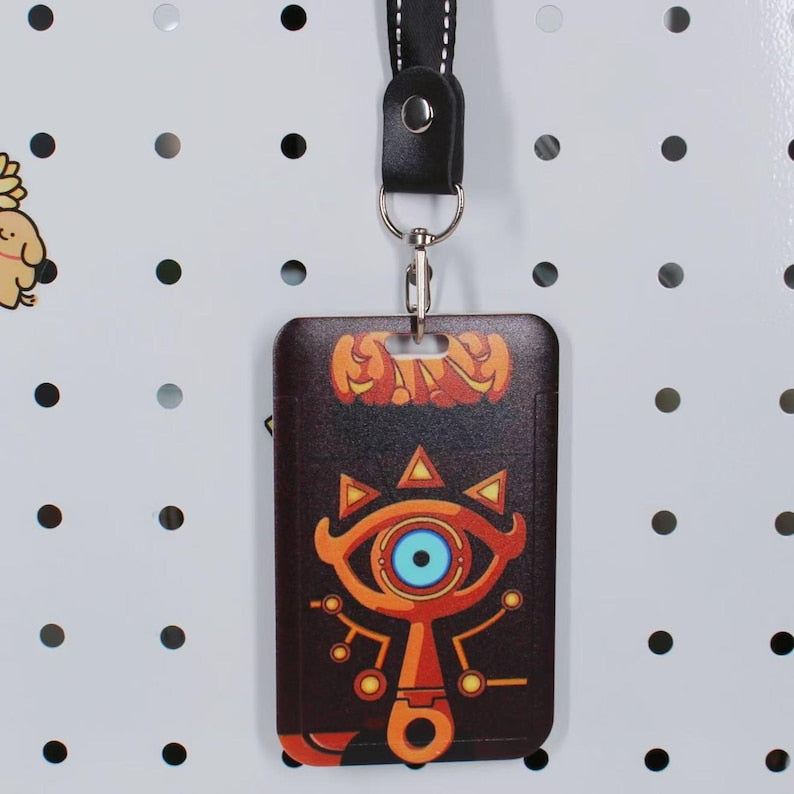 The Legend of Zelda Sheikah Slate ID Card Holder with Lanyard Breath of the Wild Fanmade Badge Sleeve Accessory