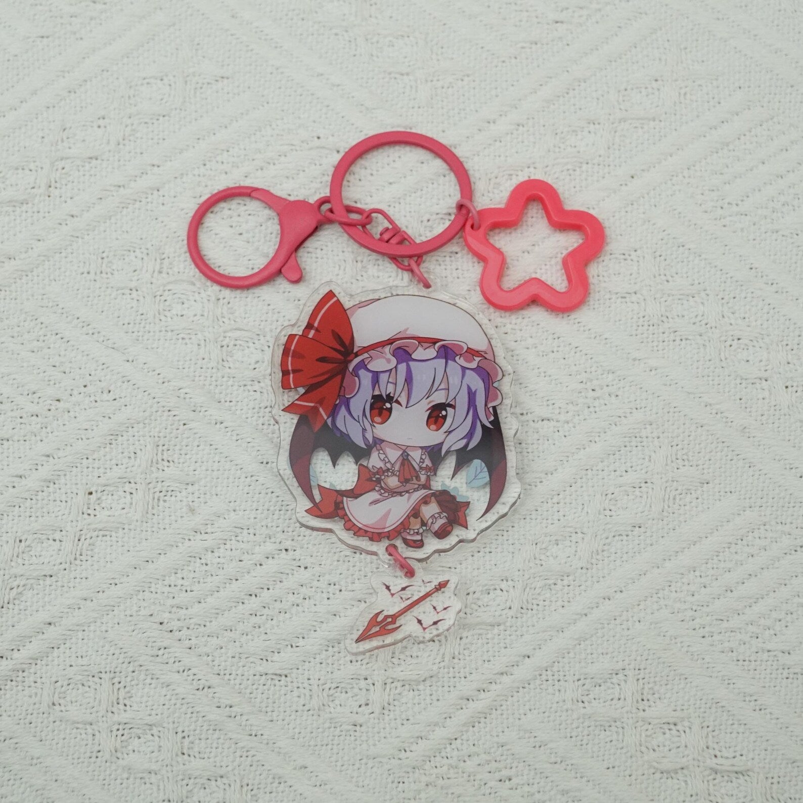 Touhou Project Kawaii Keychain Set Reimu Marisa Remilia Flandre Chibi Acrylic Charms Fanmade Gift detail image 6