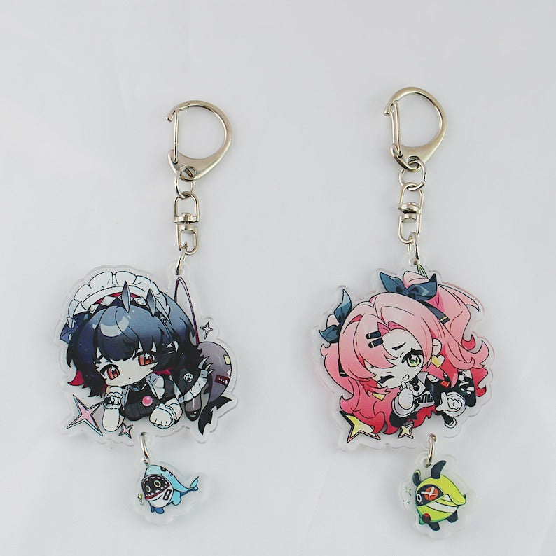Zenless Zone Zero chibi acrylic keychains with 12 agents and Bangboo buddies