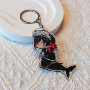 Zenless Zone Zero Ellen Joe Shark Girl Keychain Acrylic Charm with Movable Shark Tail ZZZ Fanmade Bag Accessory Gift detail image 6