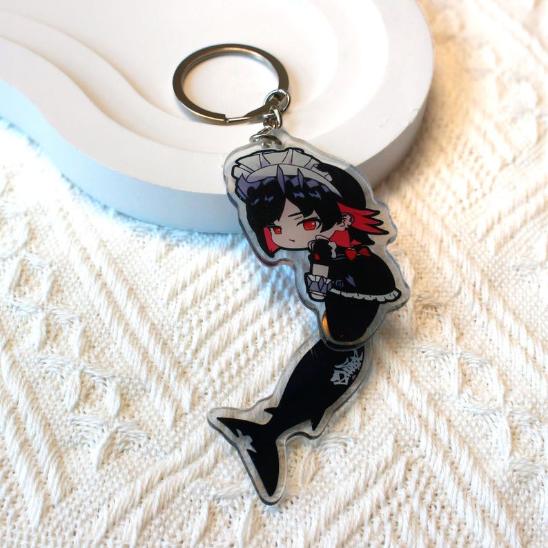 Zenless Zone Zero Ellen Joe Shark Girl Keychain Acrylic Charm with Movable Shark Tail ZZZ Fanmade Bag Accessory Gift
