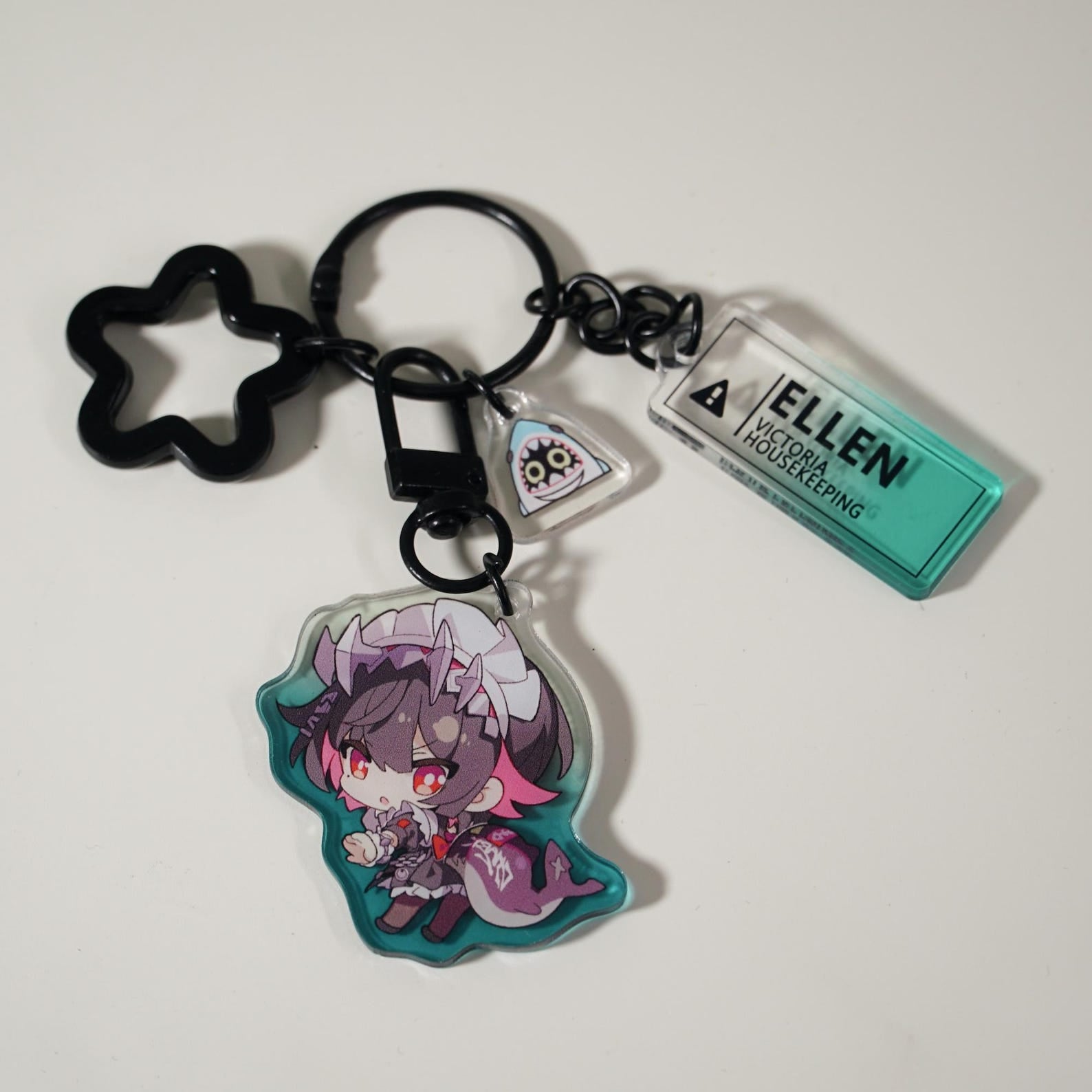 Zenless Zone Zero Ellen Joe and Von Lycaon acrylic keychain sets with Bangboo charms